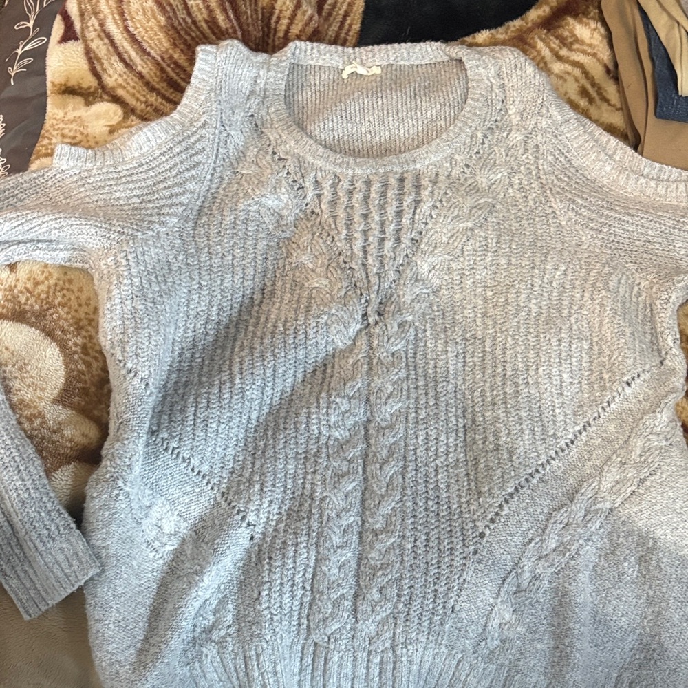 Maurices Light Gray Off-the-Shoulder Sweater